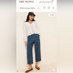 Free People midnight voyage sashiko Blue Wide-Leg harem Jeans